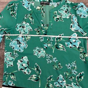 Karl Lagerfeld Teal Floral Blouse